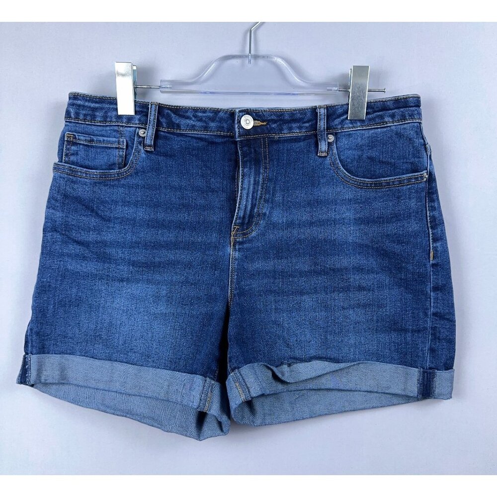 Hudson Denim Shorts Womens Size 12 Rolled Cuff Hem Mid Rise Stretch Blue